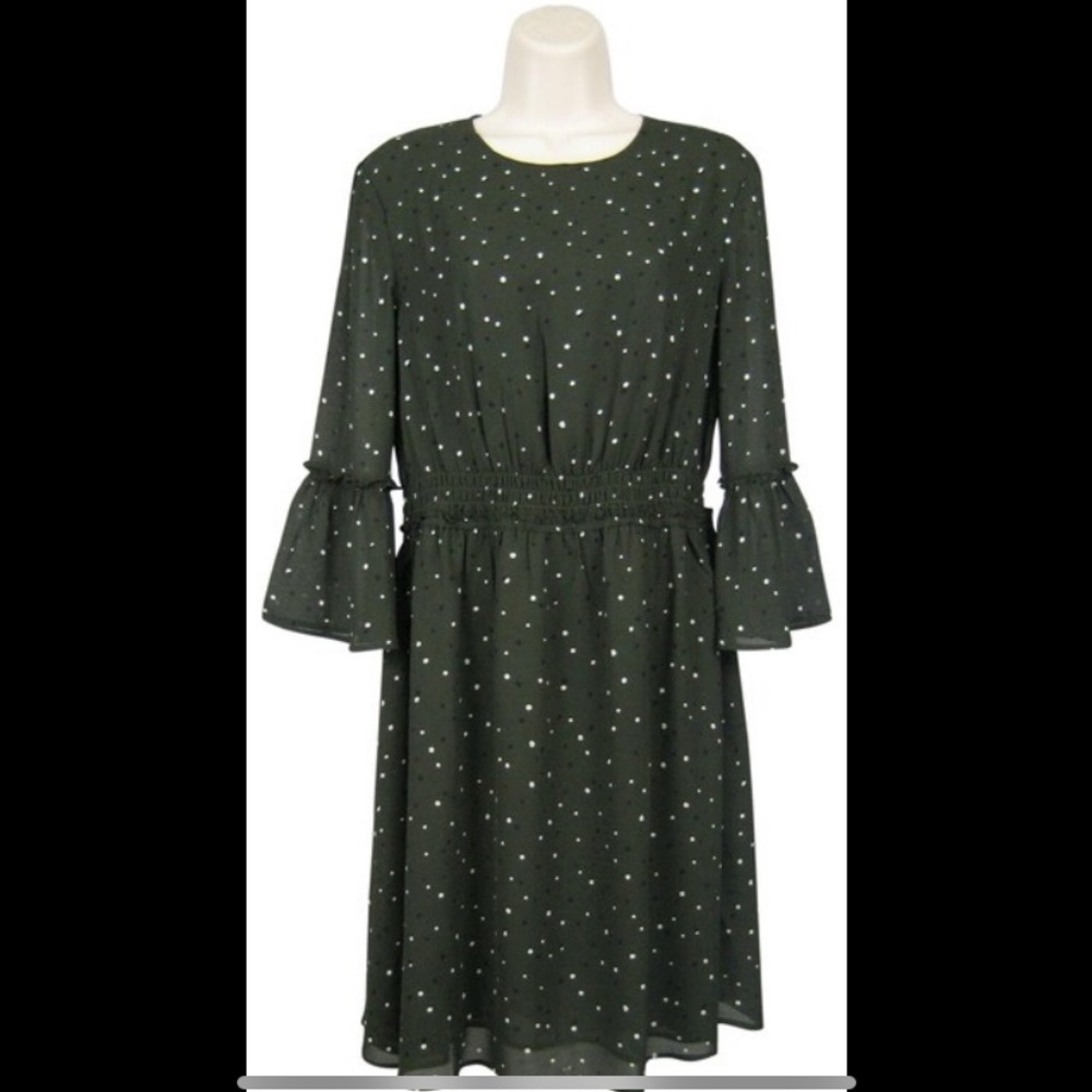 H and M Green Polka-Dot Dress